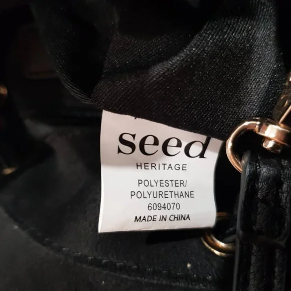 SEED Black Suede Like Ruffled Drawstring Bucket Bag - Picture 11 of 11
